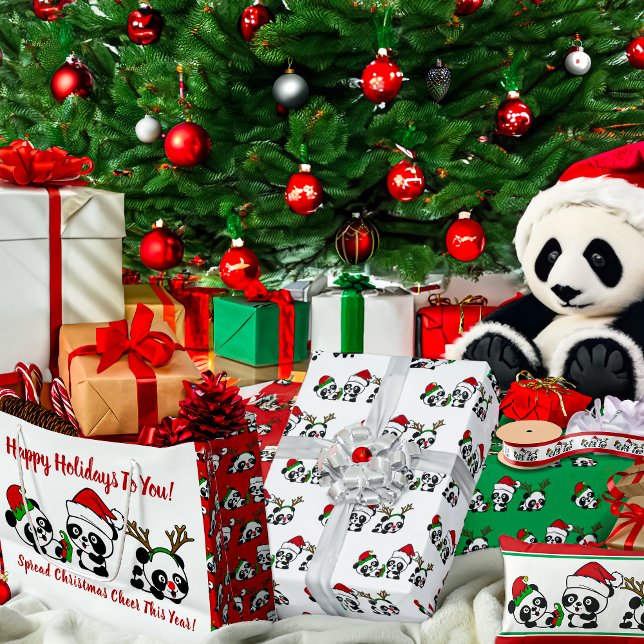 Bolsa De Regalo Grande Pandas Navidades personalizados (Subido por el creador)