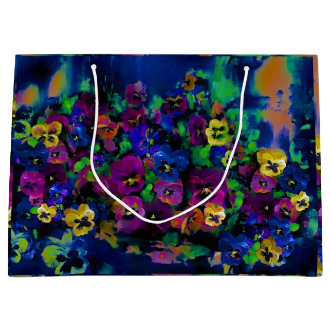 Bolsa de regalo grande Pansies Abstract 2 (Anverso)