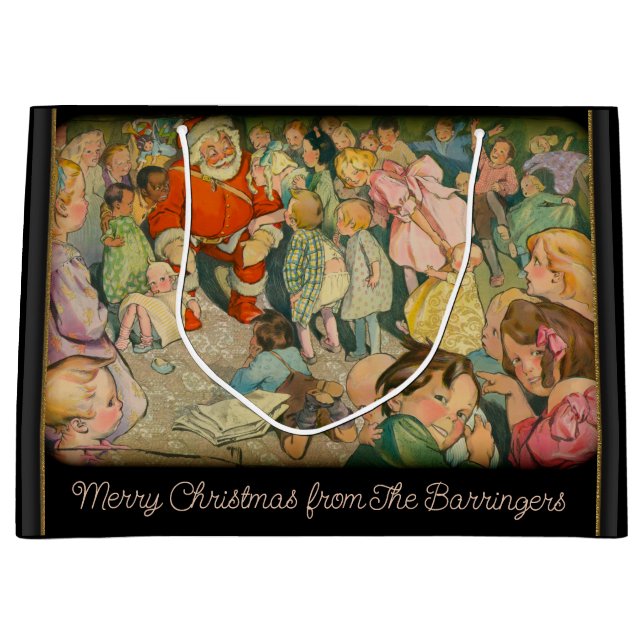 Bolsa De Regalo Grande Papá Noel llegó a vacaciones de Navidades (Anverso)