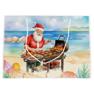 Bolsa De Regalo Grande Papá Noel surfista Navidad en la playa