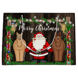 Bolsa De Regalo Grande Papá Noel y los caballos en la Feliz Navidad en Ba
