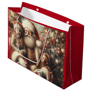 Bolsa De Regalo Grande Papá Noel y los niños