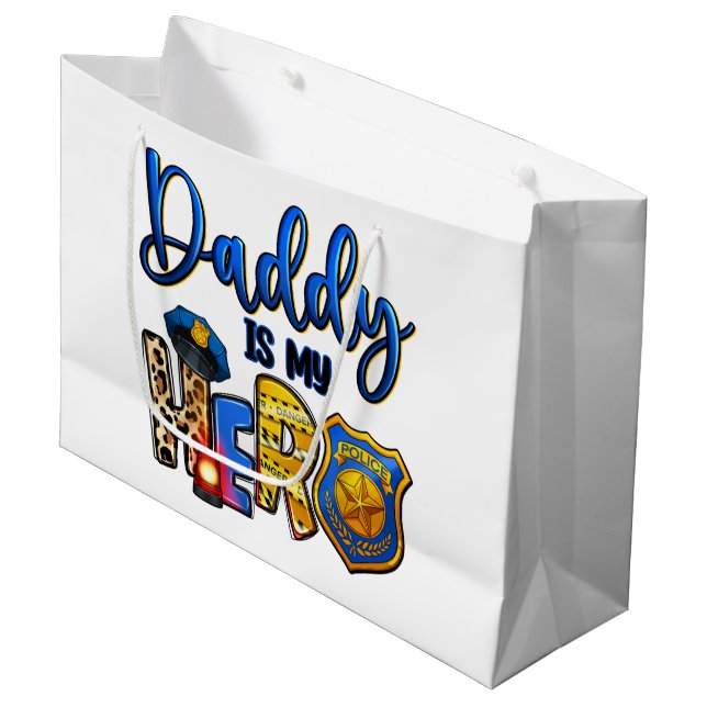 Bolsa De Regalo Grande Papa Policía Héroe (Angulo Anverso)