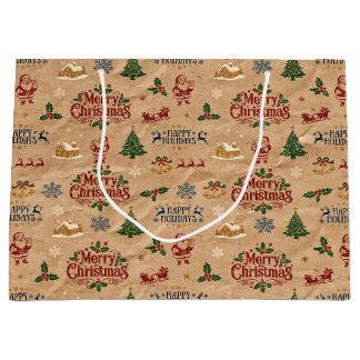 Bolsa De Regalo Grande Papel de envolver para Navidad de Kraft de mediado