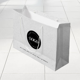 Bolsa De Regalo Grande Papel Kraft Gris Aspecto Redondo Logo Empresa Pers