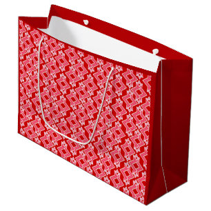Bolsa De Regalo Grande Papel pintado con patrón Art Déco, rojo oscuro y r