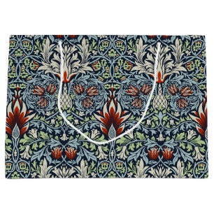 Bolsa De Regalo Grande Papel pintado floral Morris Navy Blue Snakeshead