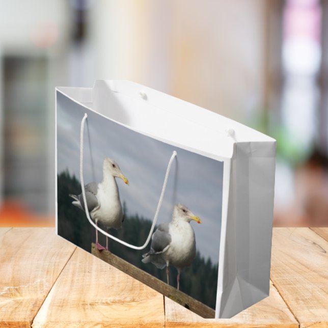 Bolsa De Regalo Grande Par de poner gaviotas en la cerca (In Situ)