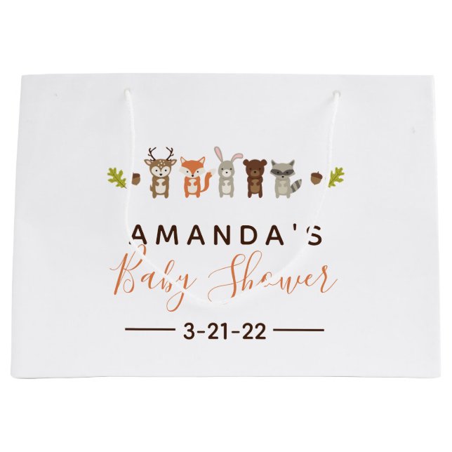 Bolsa de regalo grande para Baby Shower Woodland (Anverso)