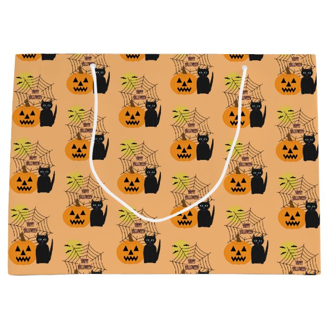 Bolsa de regalo grande para Cat & Bopkin Halloween (Anverso)