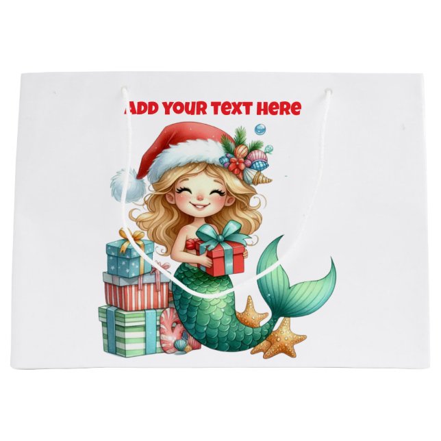 Bolsa de regalo grande para Navidades de sirena -  (Anverso)