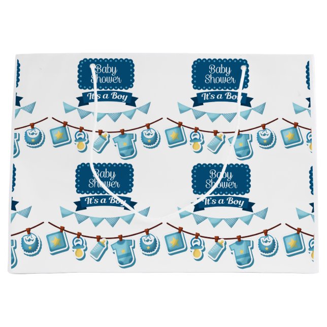 Bolsa De Regalo Grande Para Shower De Bebé Niño (Anverso)