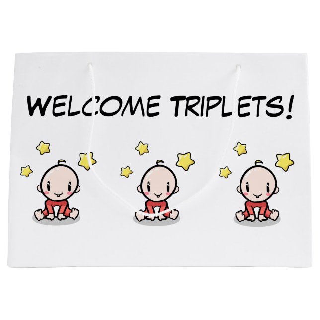Bolsa De Regalo Grande Para Trillizos, Papel De En (Anverso)