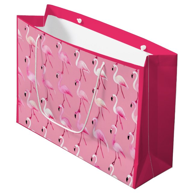 Bolsa De Regalo Grande Paraíso Flamingo Rosa: Patrón acuarela (Angulo Anverso)