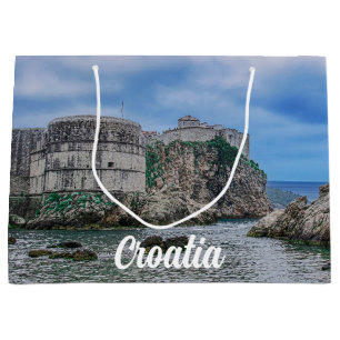 Bolsa De Regalo Grande Paredes de fortaleza, costa rocosa y mar en Croaci