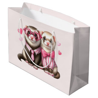 Bolsa De Regalo Grande Pareja de nutrias lindas enamoradas