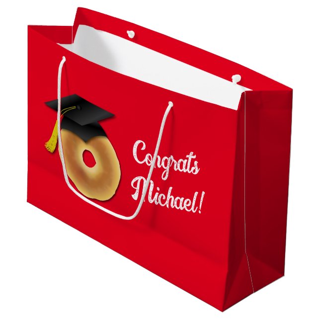 Bolsa De Regalo Grande Partido de Graduación Bagel Breakfast Brunch (Angulo Anverso)