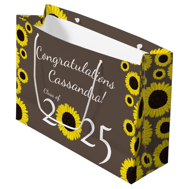 Bolsa De Regalo Grande Partido de Graduación del País Sunflowers (Angulo Anverso)