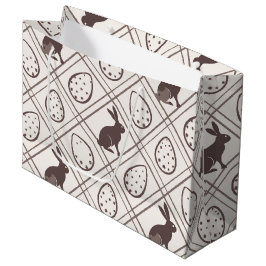 Bolsa De Regalo Grande Pascua de cuadros marrones  