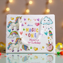 Bolsa De Regalo Grande Pastel arcoiris unicornio mágico un cumpleaños