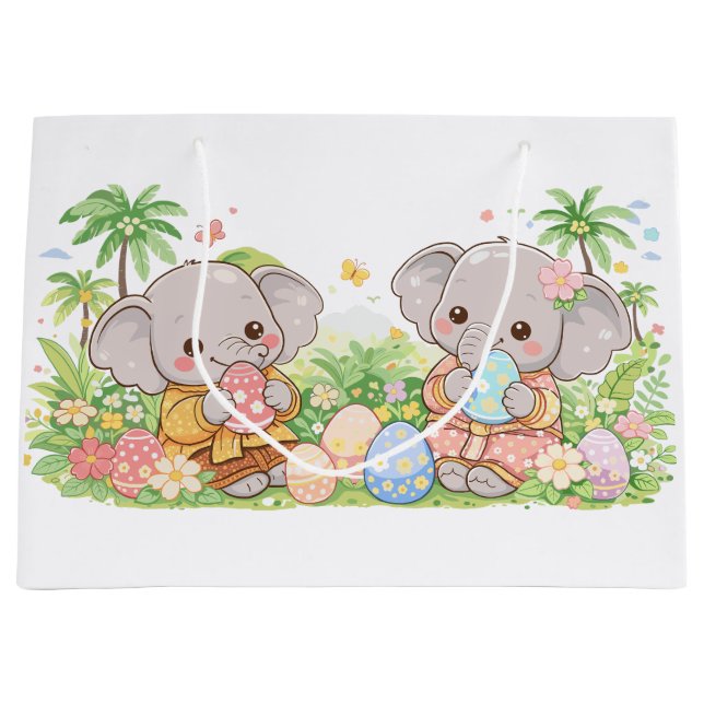 Bolsa De Regalo Grande Pastel Baby Animals with Floral Eggs (Anverso)