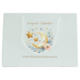 Bolsa De Regalo Grande Pastel Blue Cute Moon 1er cumpleaños