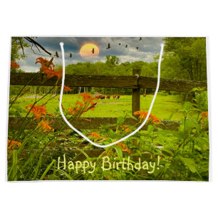 Bolsa De Regalo Grande Pastel bucólico de atardecer