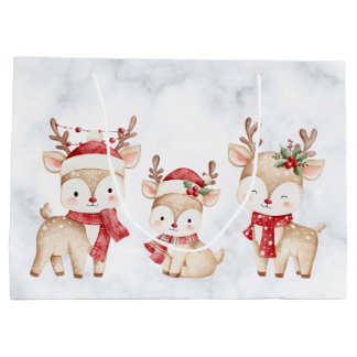 Bolsa De Regalo Grande Pastel Christian Christmas Reindeer Gift Bag