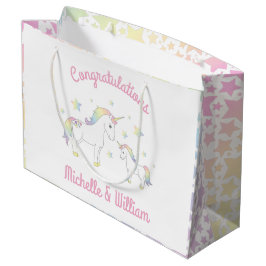 Bolsa De Regalo Grande Pastel de arcoiris de Baby Shower de Unicorn