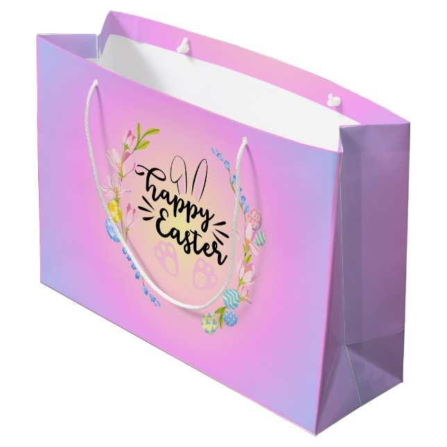 Bolsa De Regalo Grande Pastel de contorno de conejo de pascua feliz (Angulo reverso)