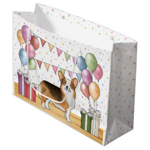 Bolsa De Regalo Grande Pastel de Cumpleaños de Corgi Pembroke Tricolor de