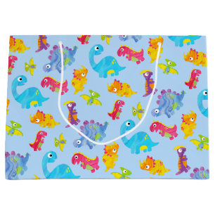 Bolsa De Regalo Grande Pastel de luz dulce azul bebé dinosaurio cumpleaño