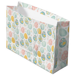 Bolsa De Regalo Grande Pastel Easter Eggs Floral Pattern - Cute Spring 