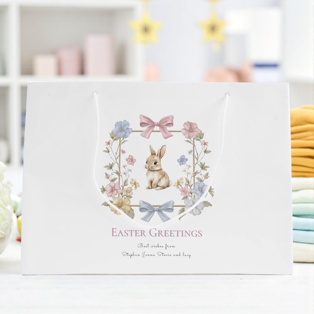 Bolsa De Regalo Grande Pastel Floral Bunny Easter Wishes Gift Bag (Subido por el creador)