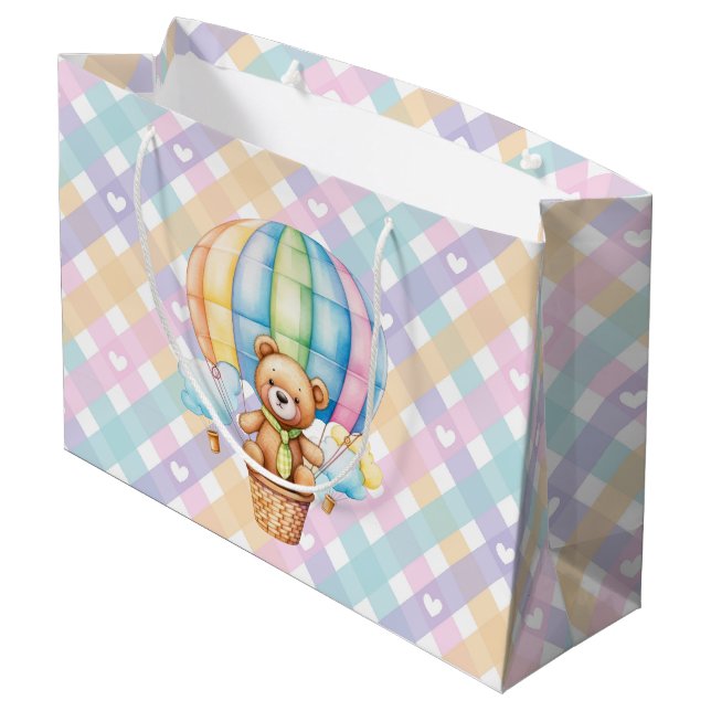Bolsa De Regalo Grande Pastel Gingham Hearts (Angulo reverso)