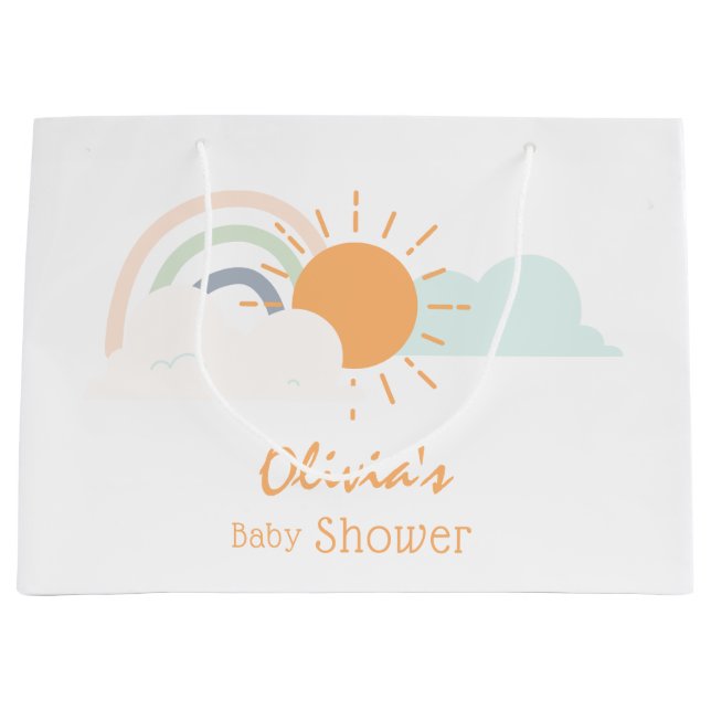 Bolsa De Regalo Grande Pastel Minimal Baby Shower (Anverso)