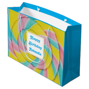Bolsa De Regalo Grande Pastel Rainbow Spiral Candy Foto Cumpleaños