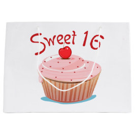 Bolsa De Regalo Grande Pastel rosa Diseño Dulce 16