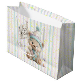 Bolsa De Regalo Grande Pastel Teddy Bear Birthday