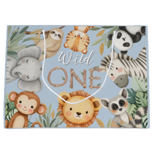 Bolsa De Regalo Grande Pastel Tropical Salvaje Una Selva Animales Safari