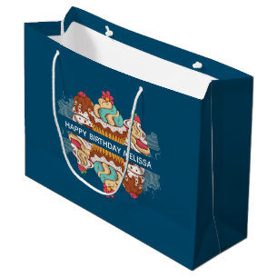 Bolsa De Regalo Grande Pasteles de estilo retro postre dulce Cumpleaños