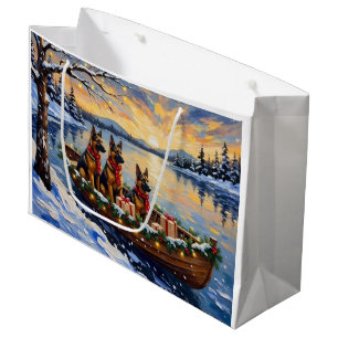 Bolsa De Regalo Grande Pastor Belga Tervuren Barco de Navidad Fiesta