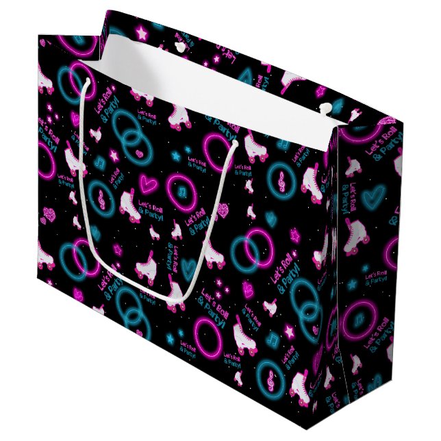 Bolsa De Regalo Grande Patinaje de rodillos brillantes Neon (Angulo Anverso)