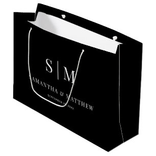 Bolsa De Regalo Grande Patrocinadores Bodas de Black Elegant Couple Initi