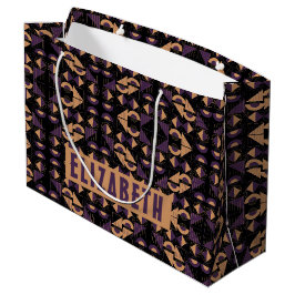 Bolsa De Regalo Grande Patrón abstracto estético de púrpura y dorado sobr