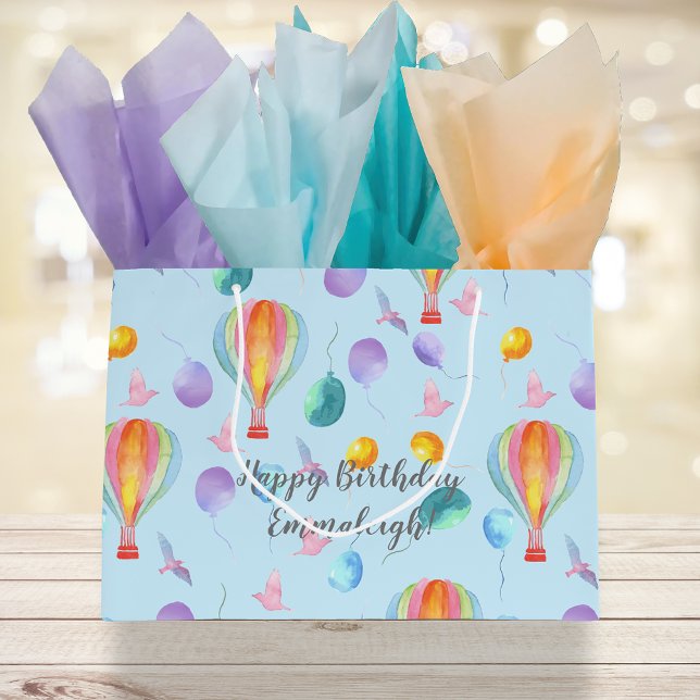 Bolsa De Regalo Grande Patrón acuarela personalizado de aire caliente-glo (Subido por el creador)