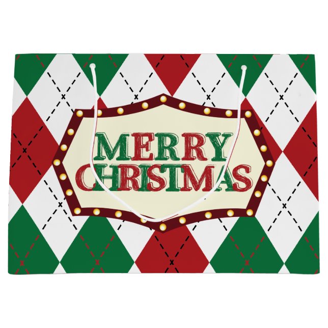 Bolsa De Regalo Grande Patrón Argyle navidades (Anverso)