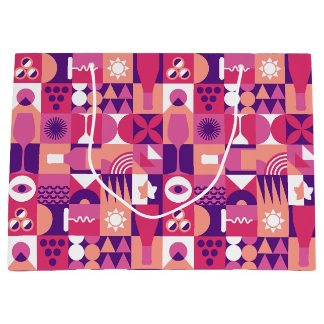 Bolsa De Regalo Grande Patrón Bauhaus de vino púrpura retro (Anverso)