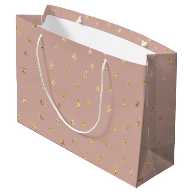 Bolsa De Regalo Grande Patrón Boho Gold Stars Beige D6AEA3 (Angulo reverso)