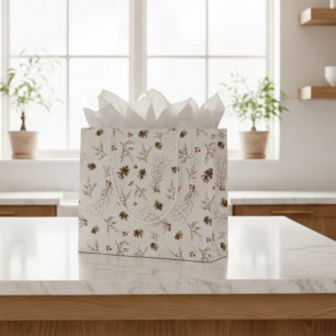 Bolsa De Regalo Grande Patrón Boho Woodland Winterberry